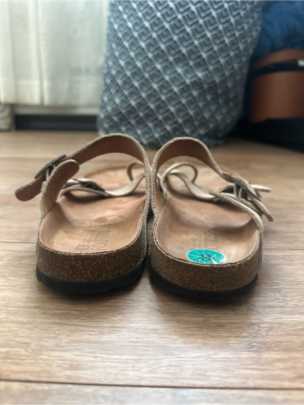 White Mountain Tan Suede Double Buckle Slide Sandals - Picture 2 of 5